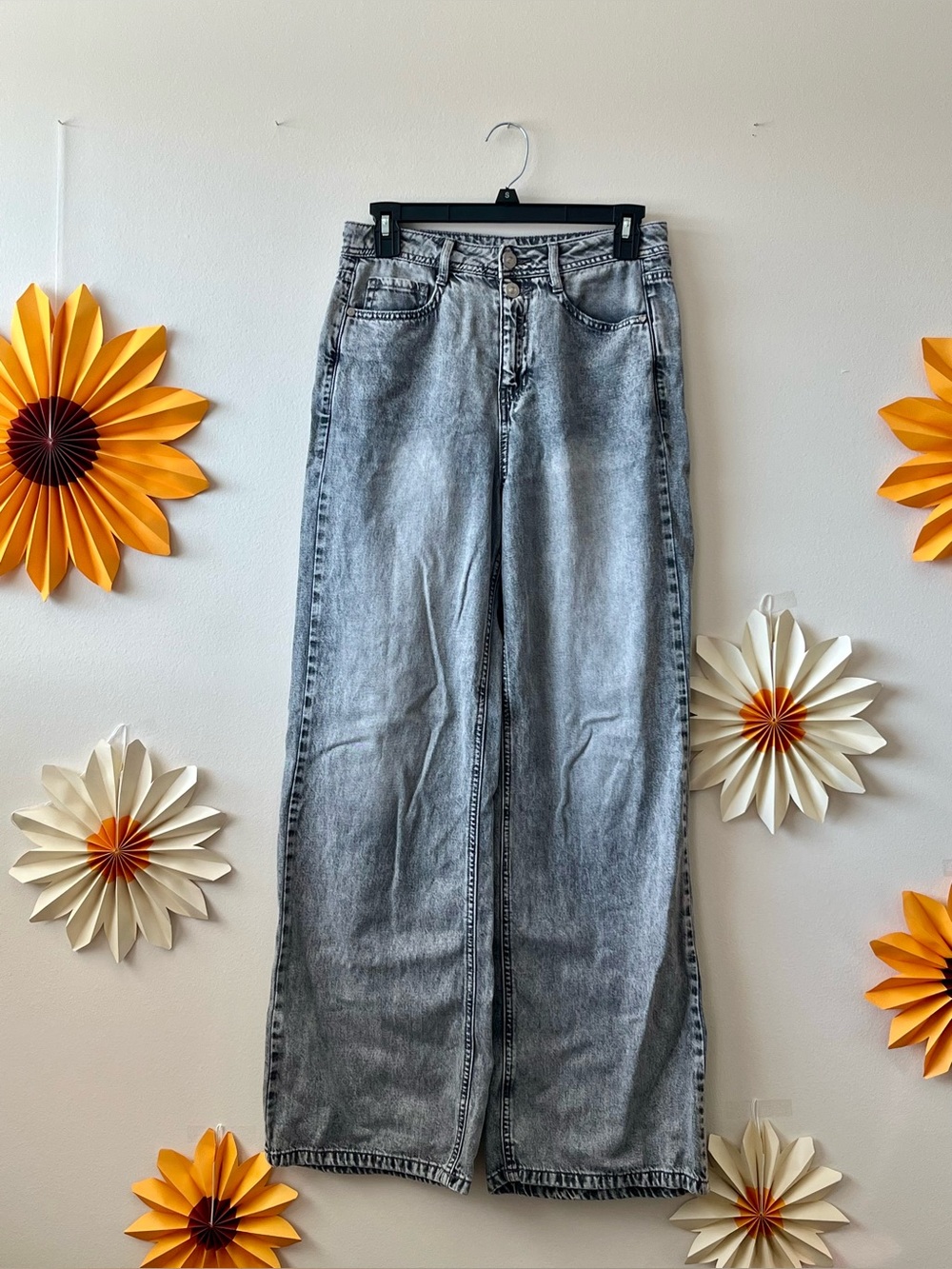 Gray Wide Leg Streetwear Jeans Size M